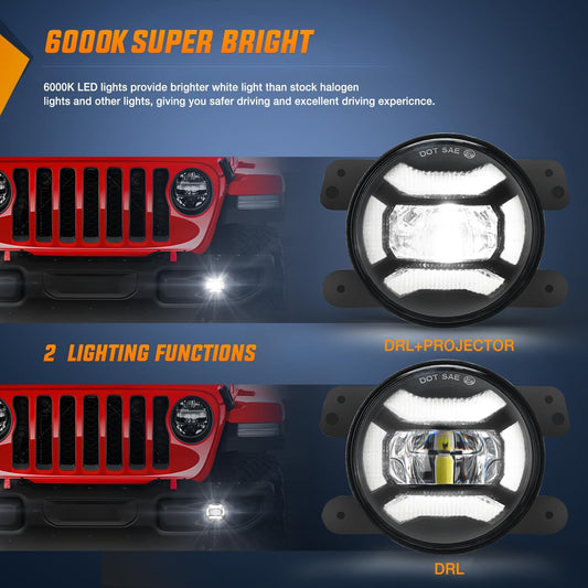 2007-2018 Jeep Wrangler JK TJ LJ DRL Fog Light Assembly