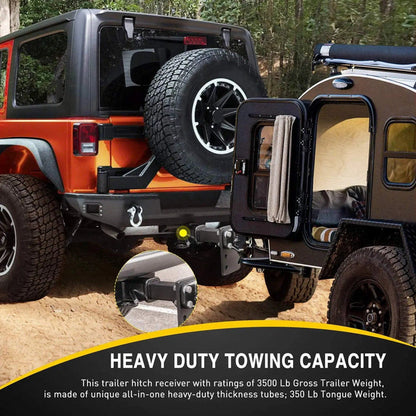 2007-2018 Jeep Wrangler JK 4Door 2Door Unlimited 2 Inch Rear Bumper Tow Trailer Hitch