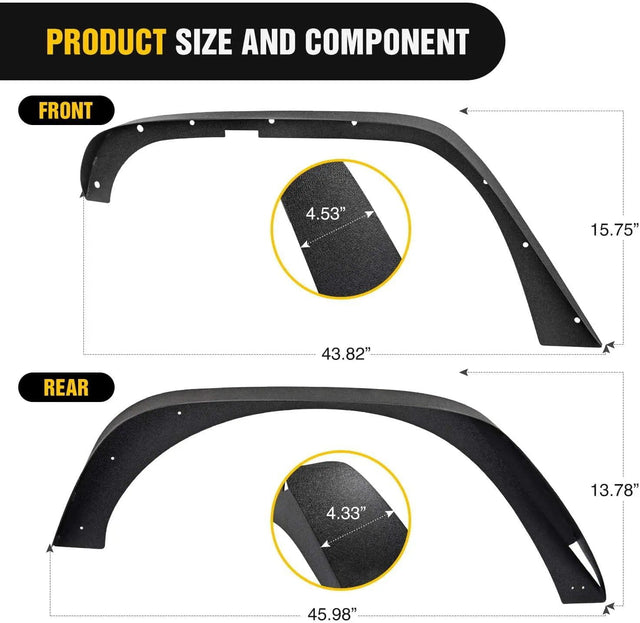 2007-2018 Jeep Wrangler JK Front Rear Fender Flares Kit