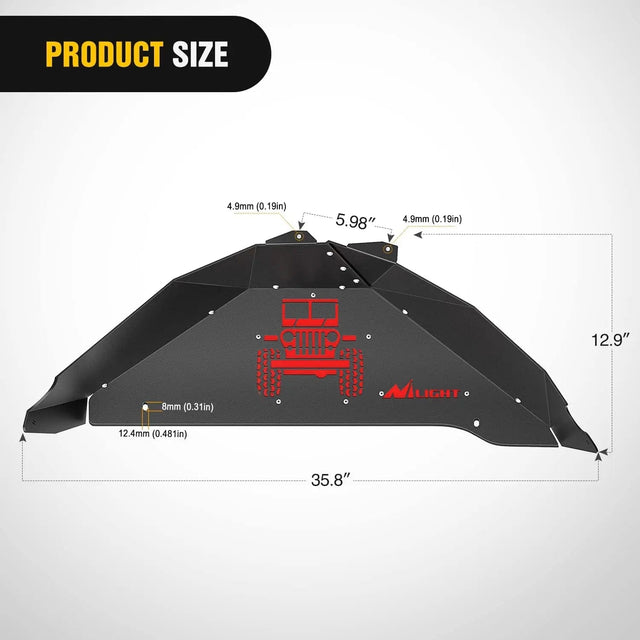 2007-2018 Jeep Wrangler JK JKU 4WD Rear Inner Fender Liners Wheel Cover