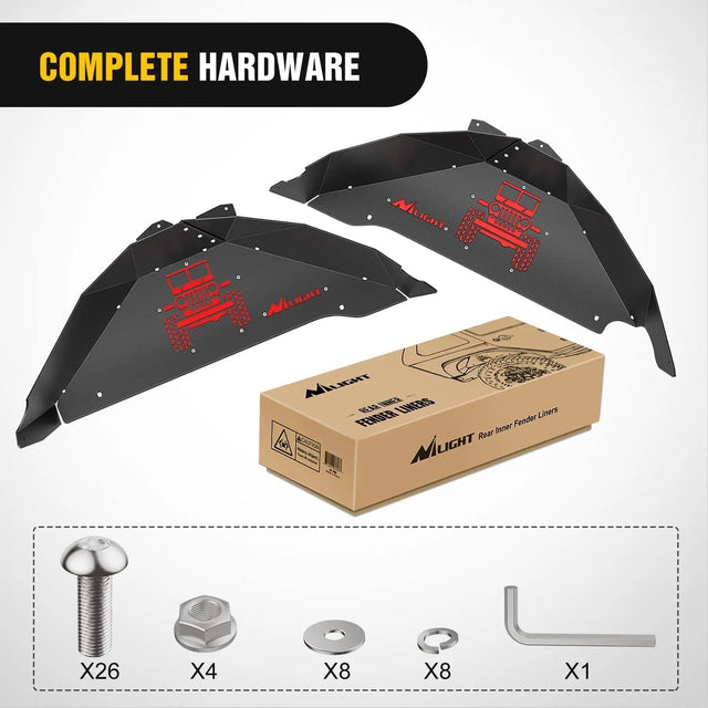 2007-2018 Jeep Wrangler JK JKU 4WD Rear Inner Fender Liners Wheel Cover