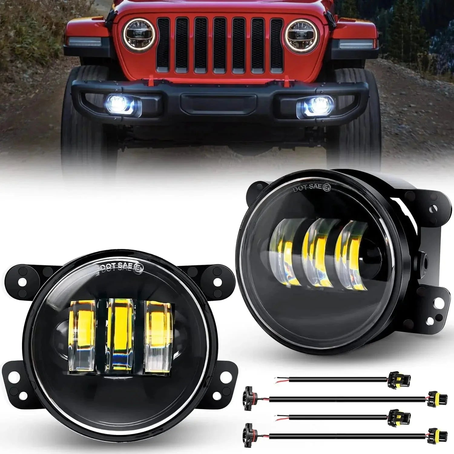 2007-2018 Jeep Wrangler JK Unlimited JKU White Fog Light Assembly