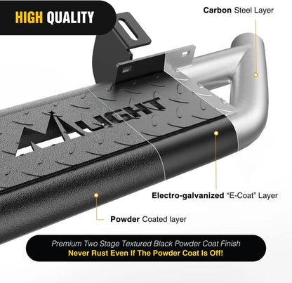 2007-2018 Jeep Wrangler JK & Unlimited 2 Door Running Boards Upgraded Dual Girder System Side Step Slip-Proof Textured Black Heavy Duty Truck Nerf Bars (No 4 DR & No JL)