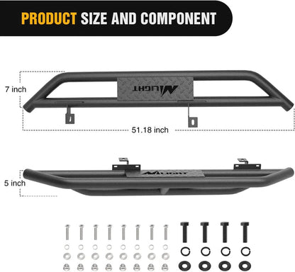 2007-2018 Jeep Wrangler JK & Unlimited 2 Door Running Boards Upgraded Dual Girder System Side Step Slip-Proof Textured Black Heavy Duty Truck Nerf Bars (No 4 DR & No JL)