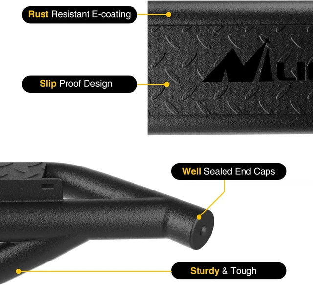 2007-2018 Jeep Wrangler JK & Unlimited 2 Door Running Boards Upgraded Dual Girder System Side Step Slip-Proof Textured Black Heavy Duty Truck Nerf Bars (No 4 DR & No JL)