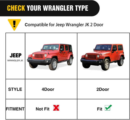 2007-2018 Jeep Wrangler JK & Unlimited 2 Door Running Boards Upgraded Dual Girder System Side Step Slip-Proof Textured Black Heavy Duty Truck Nerf Bars (No 4 DR & No JL)