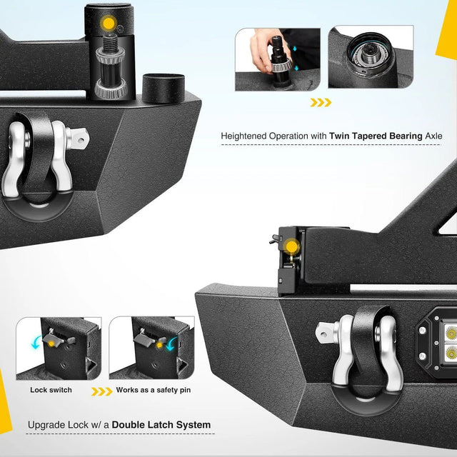 2007-2018 Jeep Wrangler JK & Wrangler JK Unlimited Rear Bumper Spare Tire Rack Hitch Receiver 2Pcs LED Lights Pods