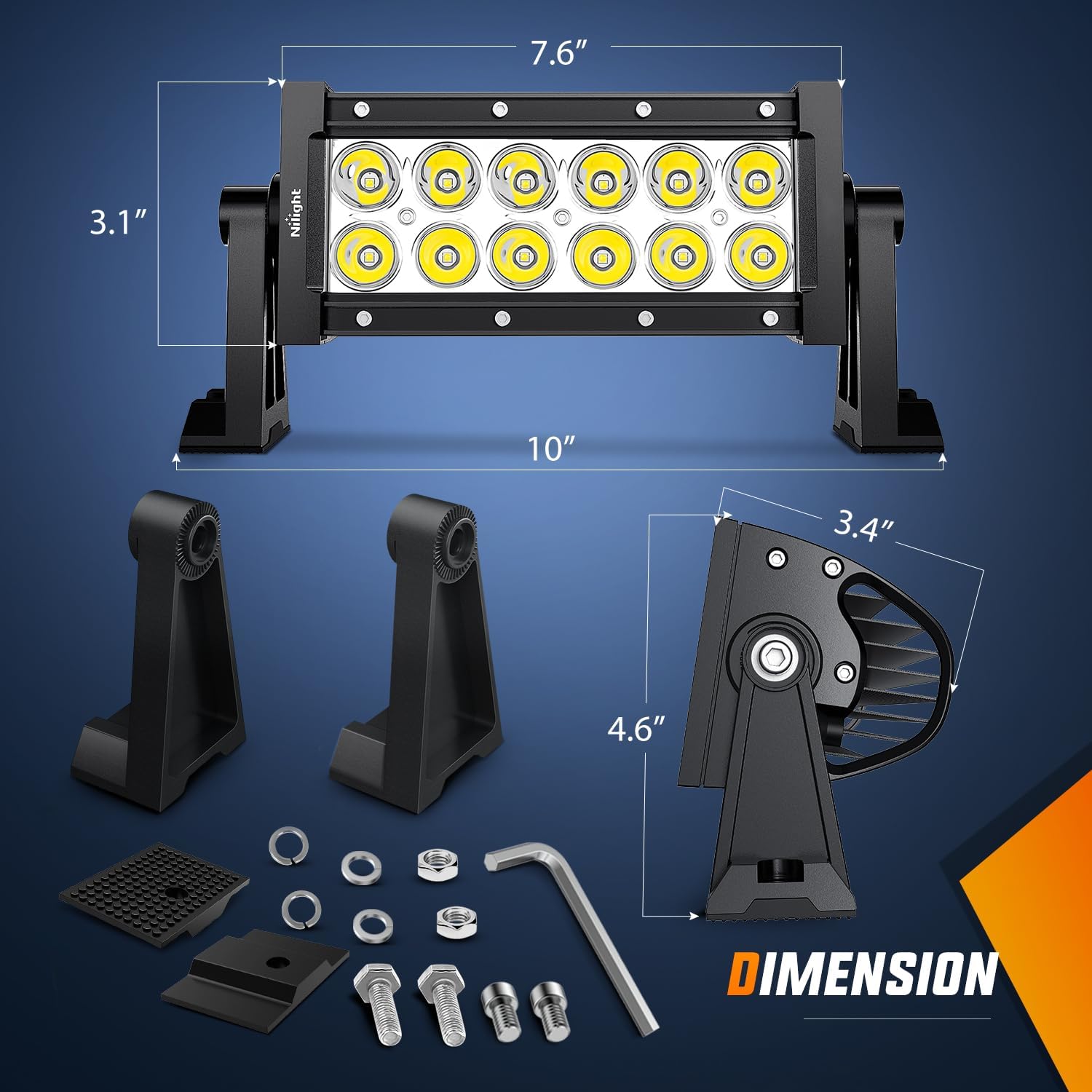 7 Inch 36W Double Row Spot LED Light Bar