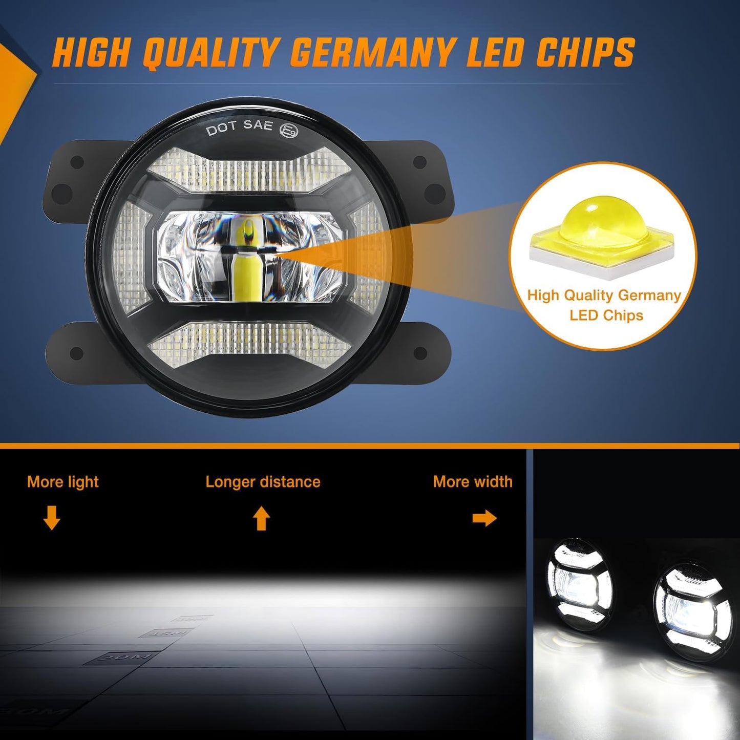 2007-2018 Jeep Wrangler JK TJ LJ DRL Fog Light Assembly