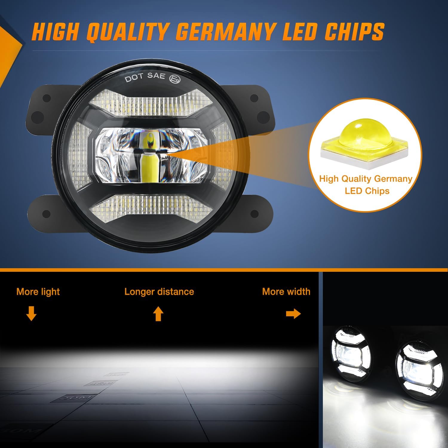 2007-2018 Jeep Wrangler JK TJ LJ DRL Fog Light Assembly