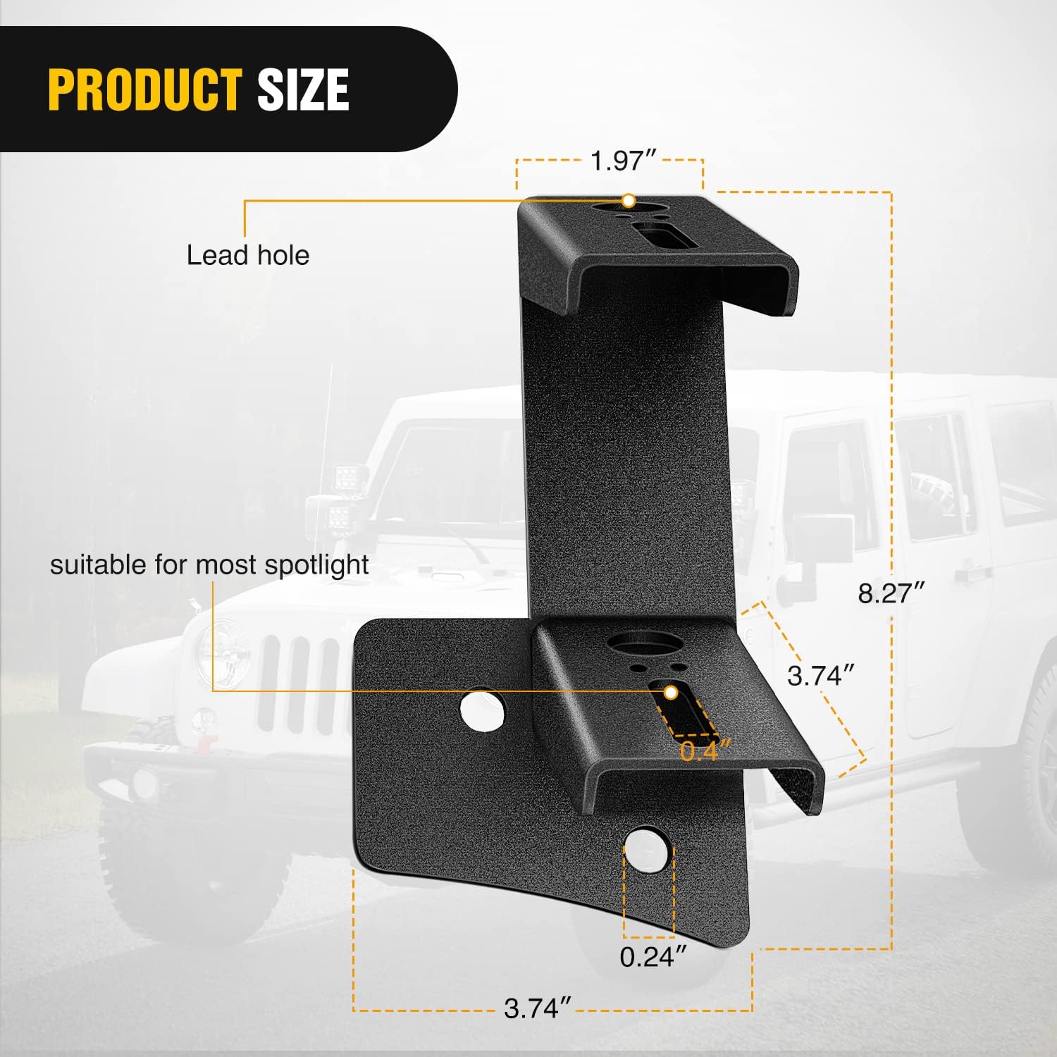 Nilight 2PCS Windshield Hinge Mounting Brackets Dual A-Pillar for Offroad LED Fog Light Work Light for 2007 2008 2009 2010 2011 2012 2013 2014 2015 2016 2017 Wrangler JK/JKU 2DR 4DR,2 years Warranty