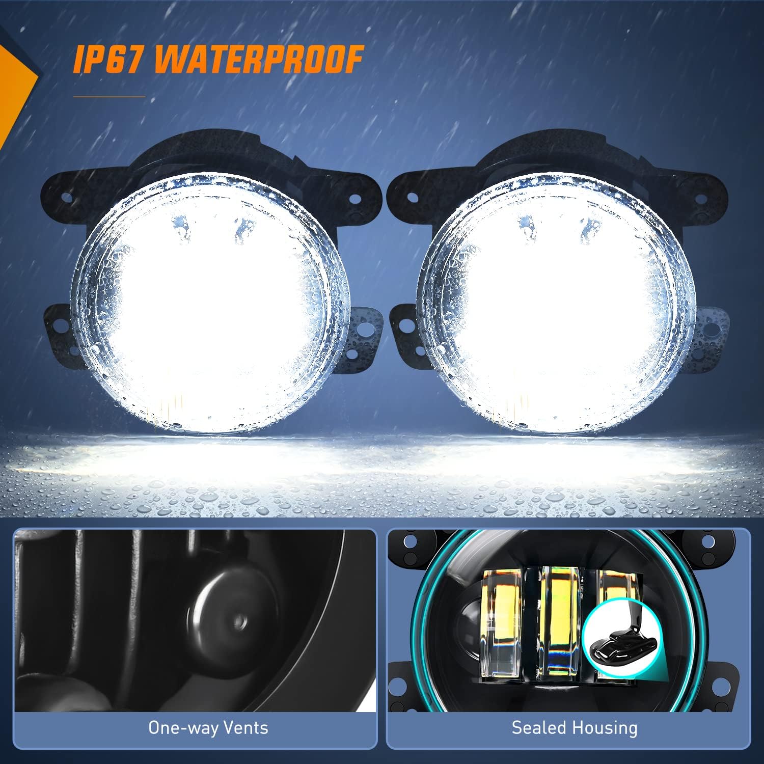 2007-2018 Jeep Wrangler JK Unlimited JKU White Fog Light Assembly