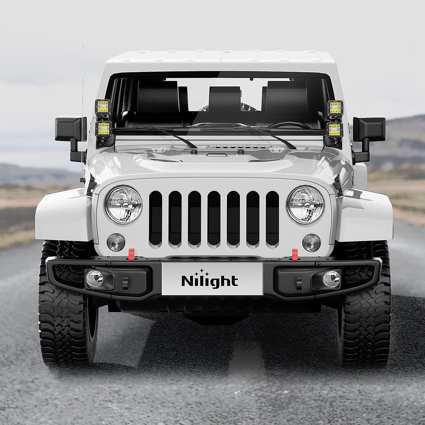 Nilight 2PCS Windshield Hinge Mounting Brackets Dual A-Pillar for Offroad LED Fog Light Work Light for 2007 2008 2009 2010 2011 2012 2013 2014 2015 2016 2017 Wrangler JK/JKU 2DR 4DR,2 years Warranty