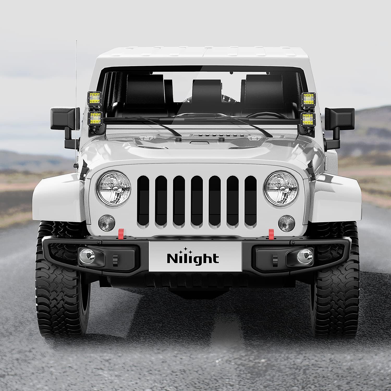 Nilight 2PCS Windshield Hinge Mounting Brackets Dual A-Pillar for Offroad LED Fog Light Work Light for 2007 2008 2009 2010 2011 2012 2013 2014 2015 2016 2017 Wrangler JK/JKU 2DR 4DR,2 years Warranty