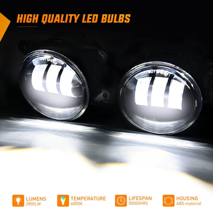 2007-2018 Jeep Wrangler JK Unlimited JKU White Fog Light Assembly