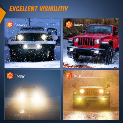2007-2018 Jeep Wrangler JK Unlimited JKU White Fog Light Assembly