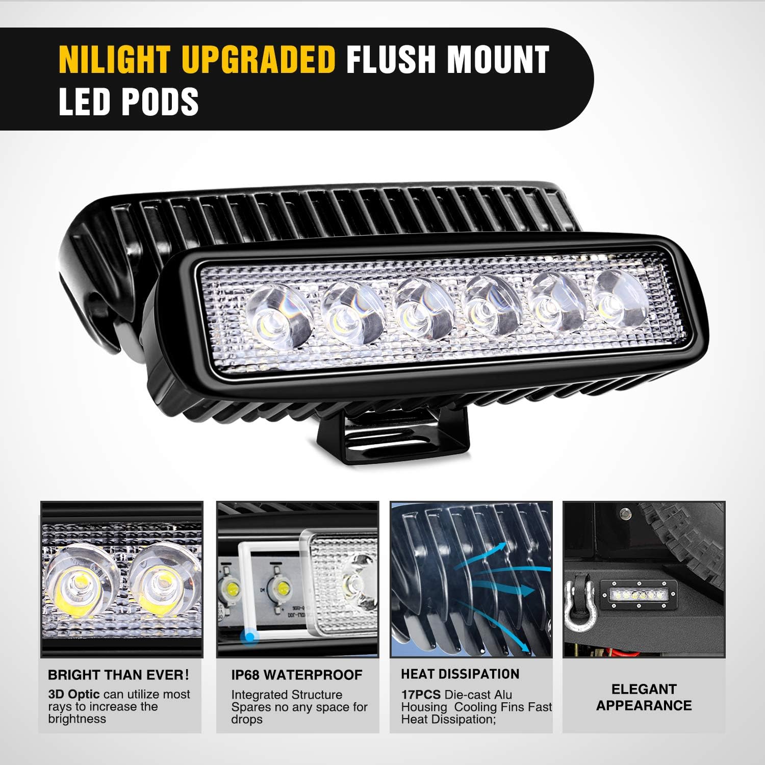 2018-2023 Jeep Wrangler JL Rear Bumper Rock Crawler Bumper with 2Pcs Hitch Receiver 2Pcs Upgraded 18W LED Lights D-Rings Textured Black