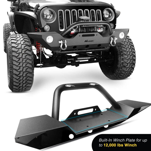 2007-2018 Jeep Wrangler JK/JKU Front Bumper Rock Crawler Fog Lights Hole Winch Plate